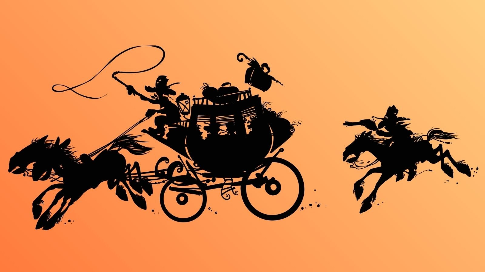 Wild West outlaws for kids - frontier scene of the American Wild West with desert landscape