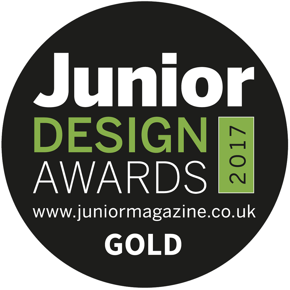 Junior Design Award 2017 Gold Winner badge for educational product excellence