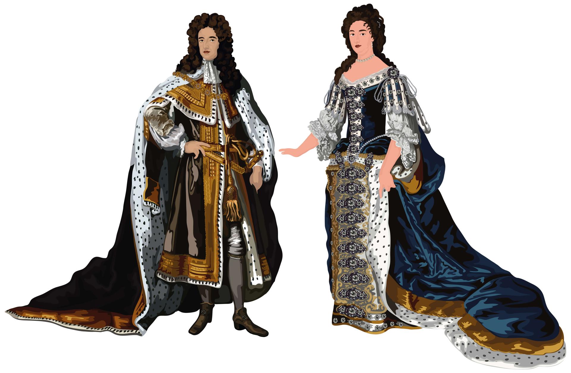 Illustrated portraits of the Stuart Kings and Queens who ruled Britain from 1603 to 1714