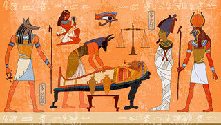 Ancient Egyptian mummies and sarcophagi illustrating the mummification process used to preserve the dead for the afterlife