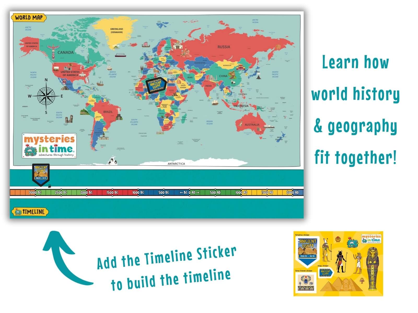 Ancient Egypt map and stickers included in the pack