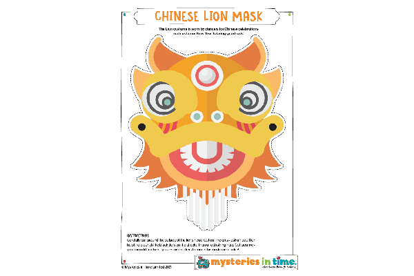 Ancient China Lion Mask Cut Out Printable