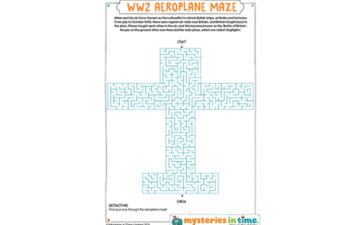 Evacuees in WW2 aeroplane maze printable