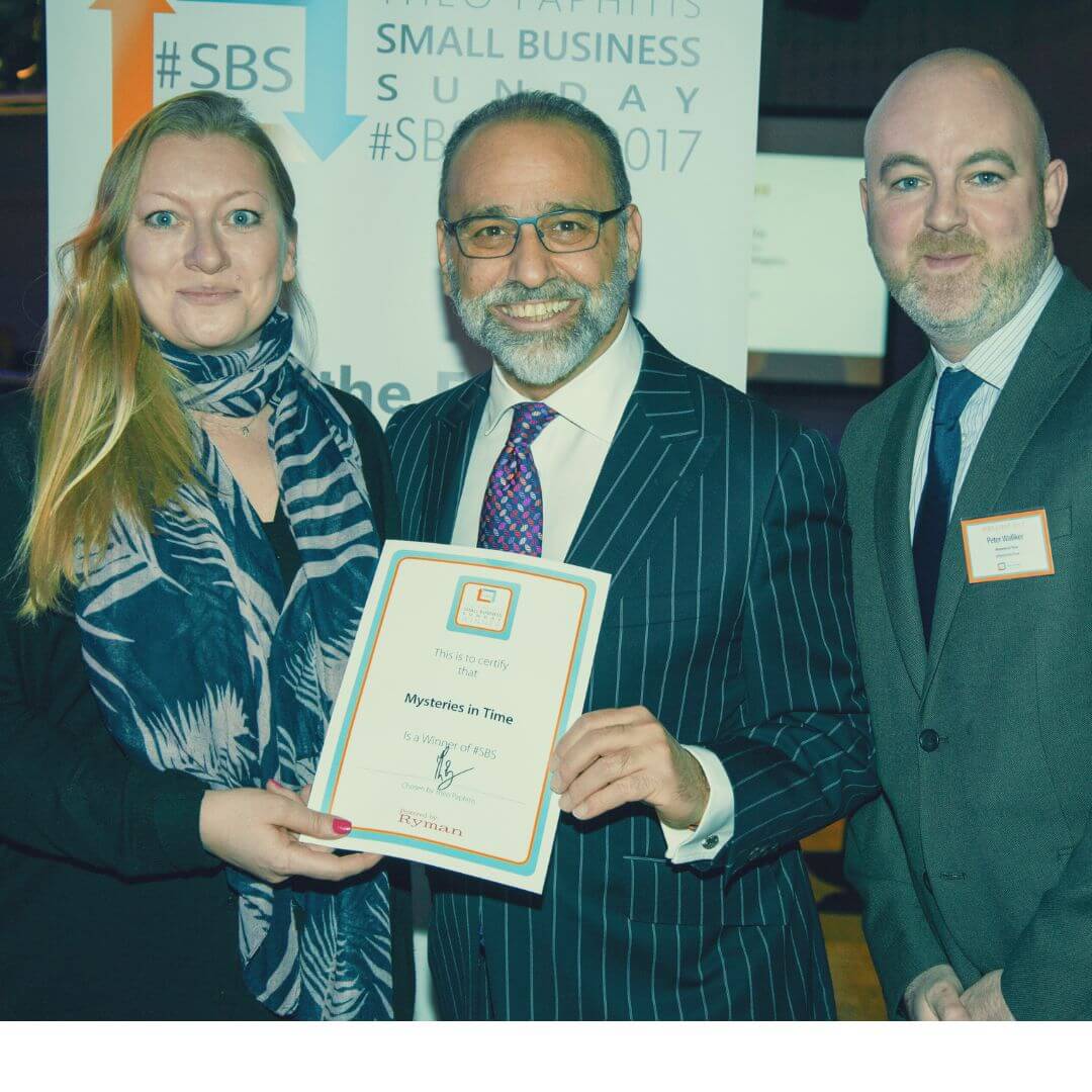 Mysteries in Time Receiving SBS Award from Theo Paphitis